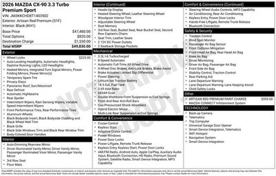2026 Mazda Mazda CX-90 3.3 Turbo Premium Sport AWD