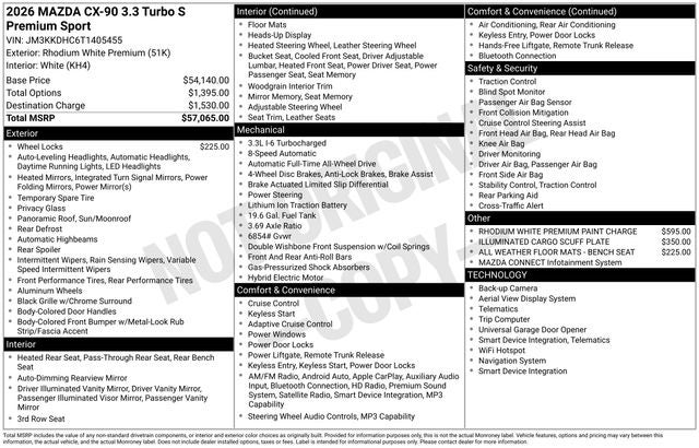 2026 Mazda Mazda CX-90 3.3 Turbo S Premium Sport AWD