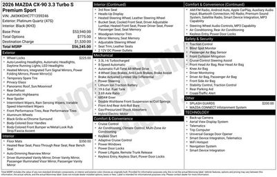 2026 Mazda Mazda CX-90 3.3 Turbo S Premium Sport AWD