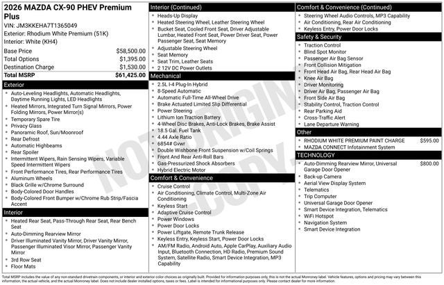 2026 Mazda Mazda CX-90 Plug-In Hybrid Premium Plus AWD
