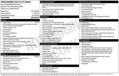 2026 Mazda Mazda CX-5 2.5 S Select AWD