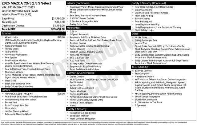 2026 Mazda Mazda CX-5 2.5 S Select AWD