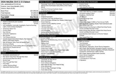 2026 Mazda Mazda CX-5 2.5 S Select AWD