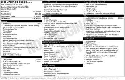 2026 Mazda Mazda CX-5 2.5 S Select AWD