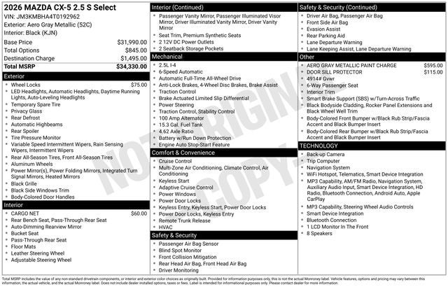 2026 Mazda Mazda CX-5 2.5 S Select AWD