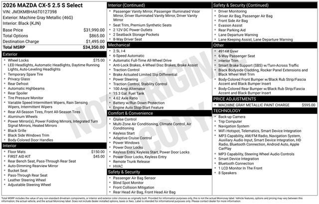 2026 Mazda Mazda CX-5 2.5 S Select AWD