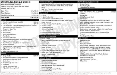 2026 Mazda Mazda CX-5 2.5 S Select AWD