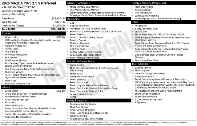 2026 Mazda Mazda CX-5 2.5 S Preferred AWD