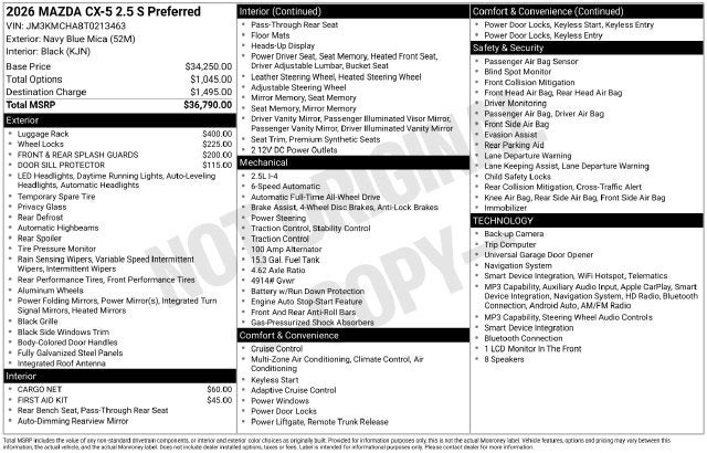 2026 Mazda Mazda CX-5 2.5 S Preferred AWD