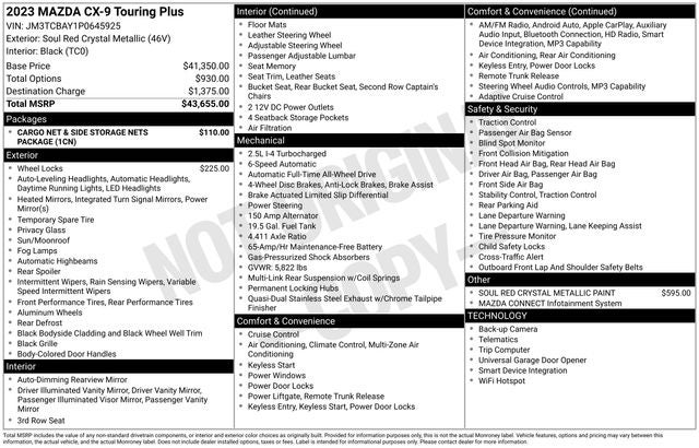 2023 Mazda Mazda CX-9 Touring Plus