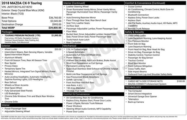 2018 Mazda Mazda CX-9 Touring