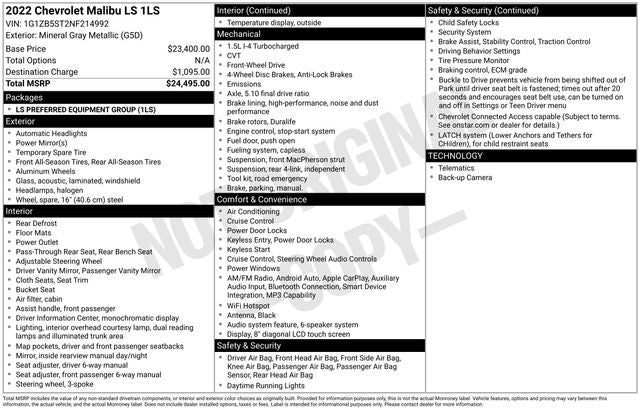 2022 Chevrolet Malibu LS 1LS