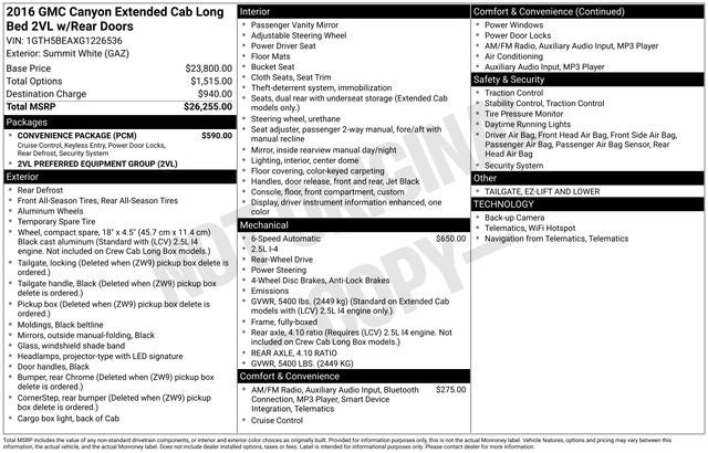 2016 GMC Canyon Base