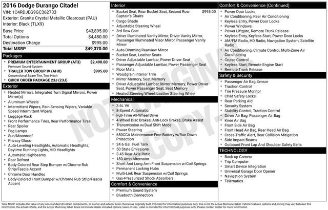 2016 Dodge Durango Citadel