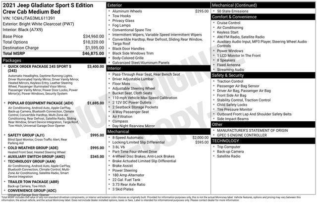 2021 Jeep Gladiator Sport