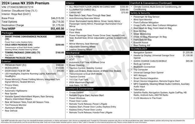 2024 Lexus NX 350h Premium