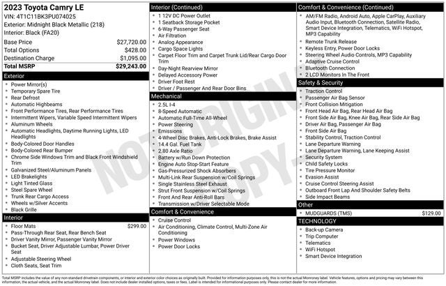 2023 Toyota AWD Camry LE