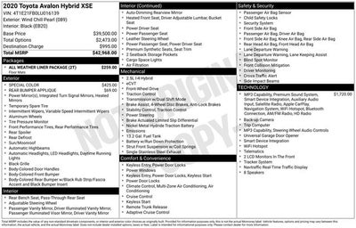 2020 Toyota Avalon Hybrid XSE