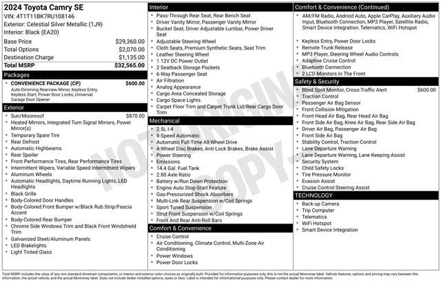 2024 Toyota AWD Camry SE