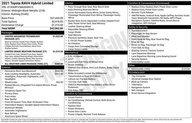2021 Toyota RAV4 Hybrid Limited