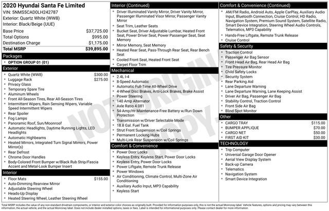 2020 Hyundai Santa Fe Limited