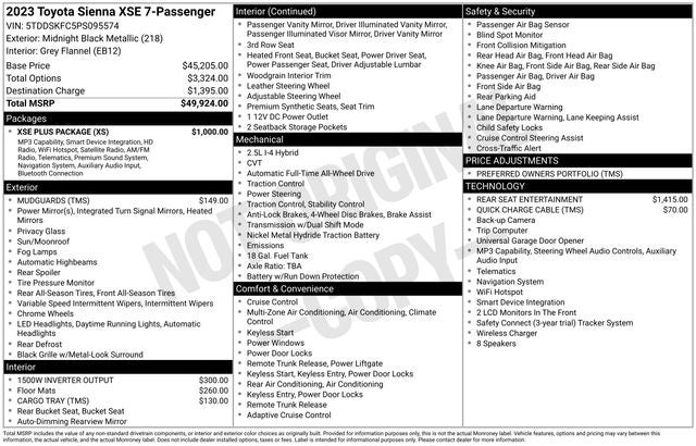 2023 Toyota Sienna XSE 7 Passenger