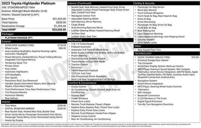 2023 Toyota Highlander Platinum