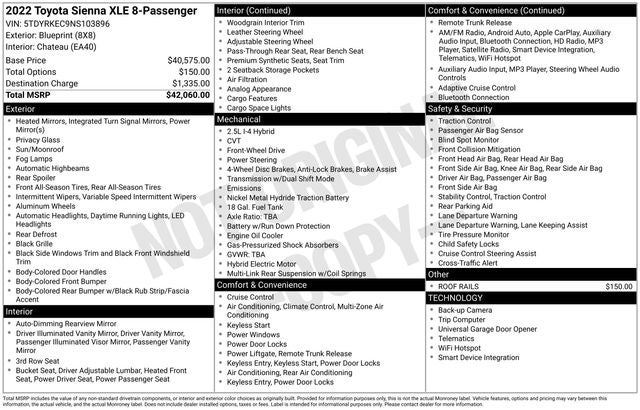 2022 Toyota Sienna XLE