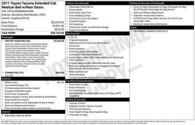 2011 Toyota Tacoma Base V6
