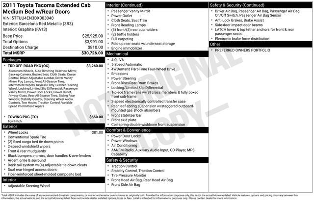 2011 Toyota Tacoma Base V6