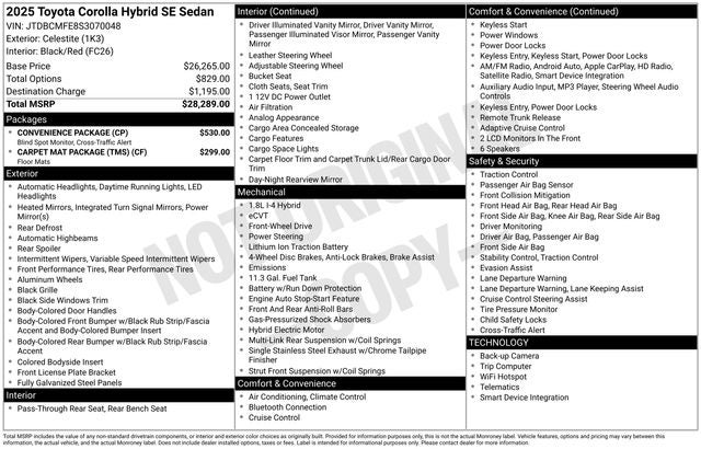 2025 Toyota Corolla Hybrid SE