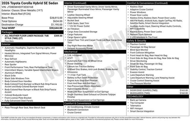 2026 Toyota Corolla Hybrid SE