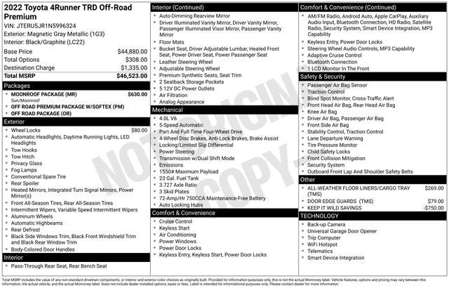 2022 Toyota 4Runner TRD Off-Road Premium