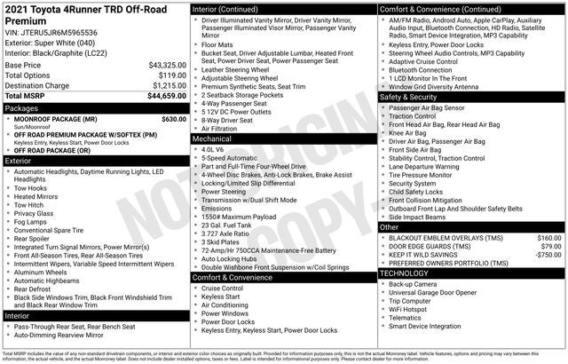 2021 Toyota 4Runner TRD Off-Road Premium