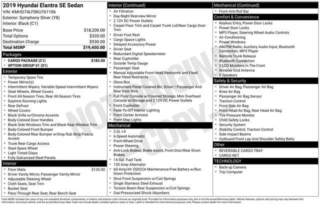 2019 Hyundai Elantra SE